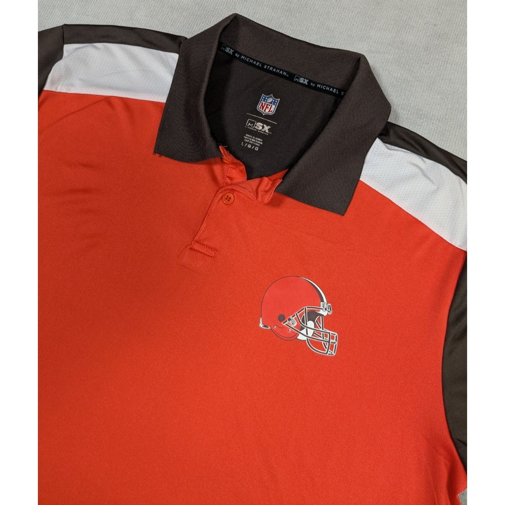 Cleveland Browns Shirt Mens Large Orange Polo Performance Colorblock Stretch NFL